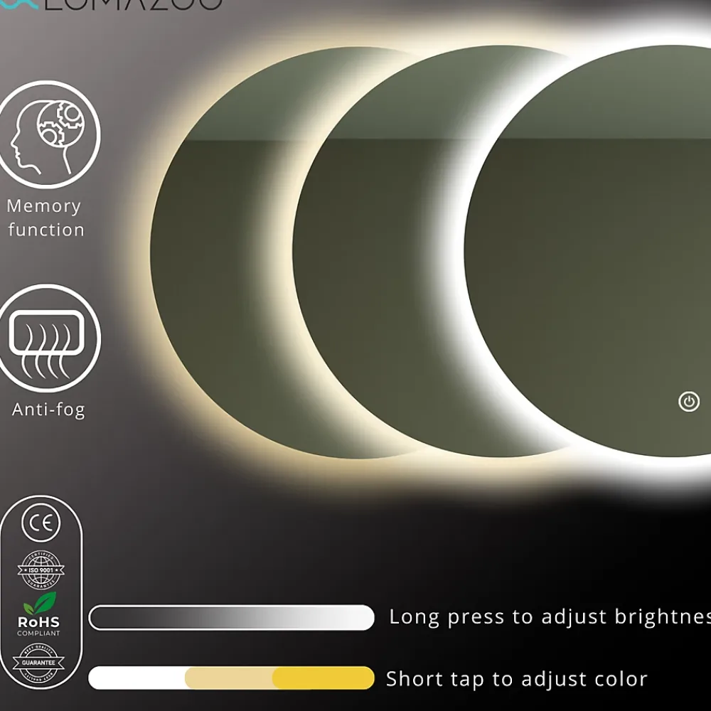 Miroir Lumineux|Lomazoo Miroir salle de bain Atlanta avec LED 70 cm rond