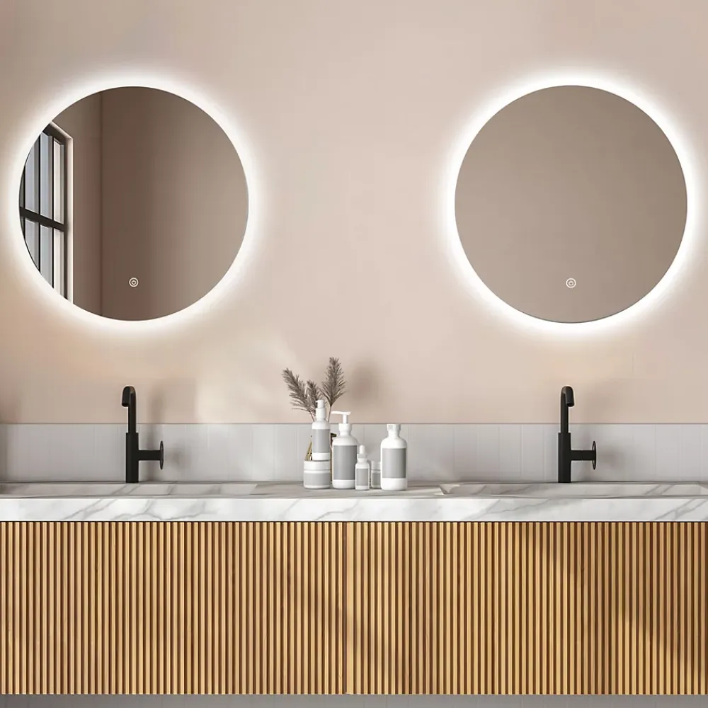 Miroir Lumineux|Lomazoo Miroir salle de bain Atlanta avec LED 70 cm rond