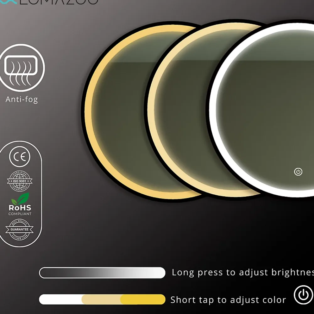 Miroir Lumineux|Lomazoo Miroir salle de bain Florence avec LED 80 cm noir rond