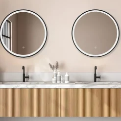Miroir Lumineux|Lomazoo Miroir salle de bain Florence avec LED 80 cm noir rond