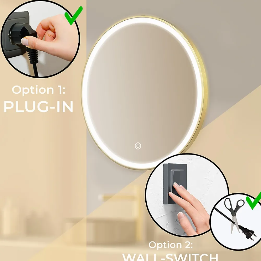 Miroir Lumineux|Lomazoo Miroir salle de bain Miami avec LED 70 cm doré