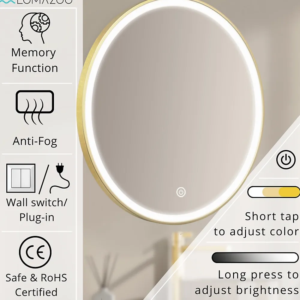 Miroir Lumineux|Lomazoo Miroir salle de bain Miami avec LED 70 cm doré