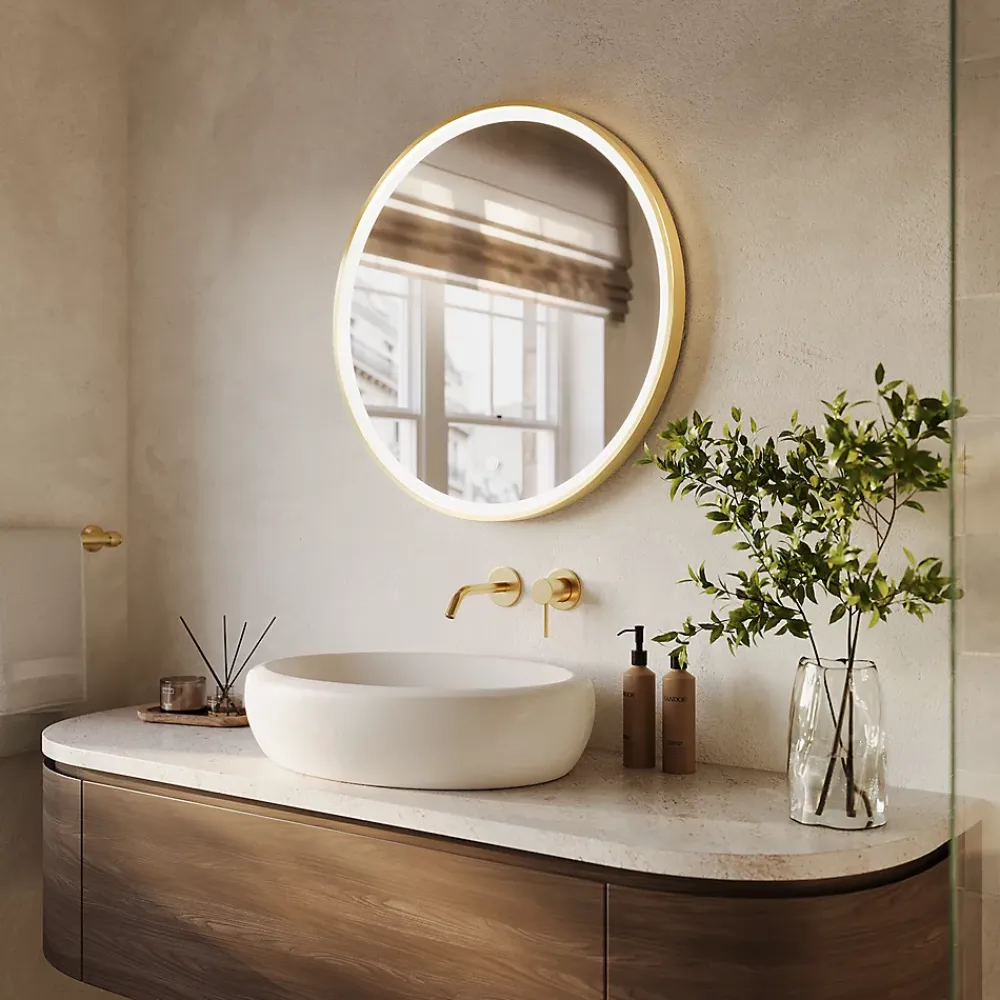 Miroir Lumineux|Lomazoo Miroir salle de bain Miami avec LED 70 cm doré