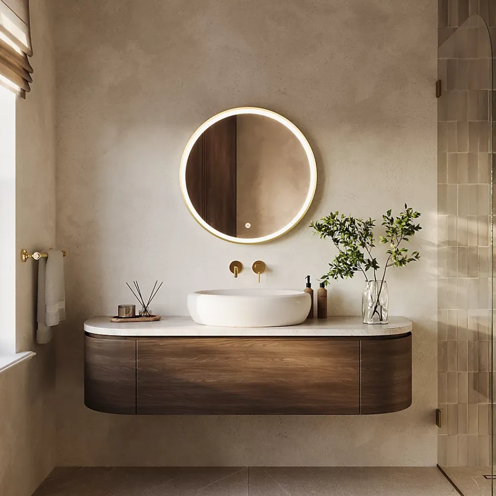 Miroir Lumineux|Lomazoo Miroir salle de bain Miami avec LED 70 cm doré