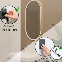 Miroir Lumineux|Lomazoo Miroir salle de bain lumineux LED Hamburg 50x70 cm ovale doré