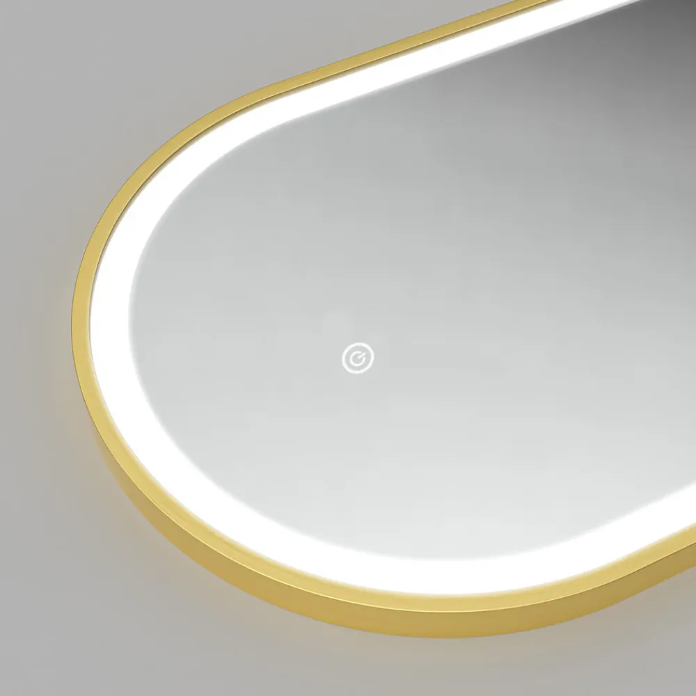 Miroir Lumineux|Lomazoo Miroir salle de bain lumineux LED Berlin 40x70 cm ovale doré