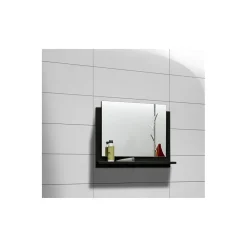 Miroir Simple|Meublorama Miroir salle de bain RAVEN 60x50 cm Noir mat et brillant