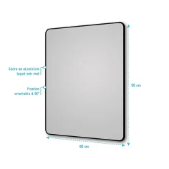 Aurlane Miroir salle de bain rectangle 60x80cm - encadrement en aluminium - HOB 60