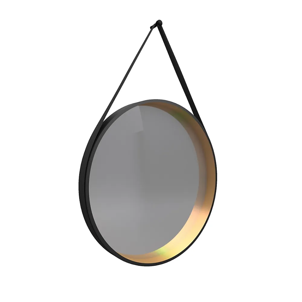 Aurlane Miroir salle de bain rond - diamètre 55cm - noir mat et finition bronze - CIRCLE HORUS