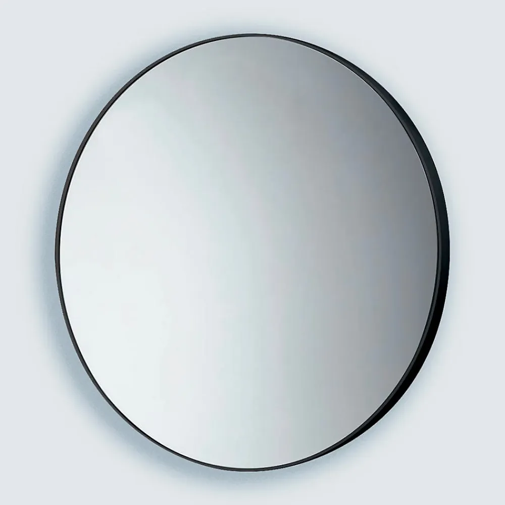 Kiamami Valentina Miroir Salle De Bain Rond 60 Cm Avec Cadre Noir En Résine Thermoplastique