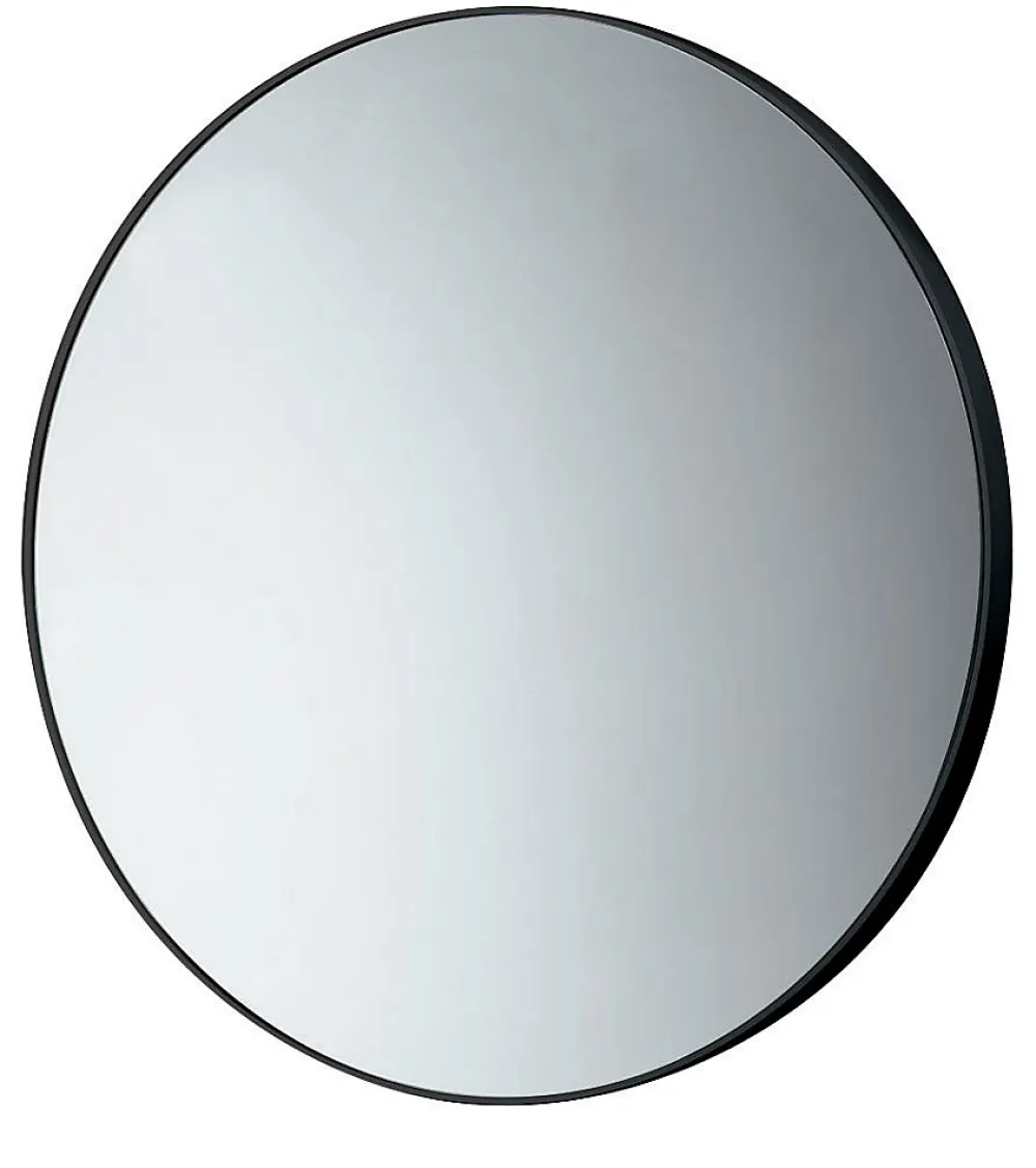 Kiamami Valentina Miroir Salle De Bain Rond 60 Cm Avec Cadre Noir En Résine Thermoplastique