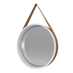 Miroir Simple|Aurlane Miroir salle de bain rond type barbier diamètre 50 cm - BARBER WHITE