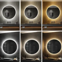 Miroir Lumineux|Saniverre Miroir salle de bain VEKIO LED lumineux rond 80 cm diam. fonction anti-buée + intensité & couleur réglables -