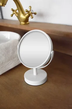 Levasseur Miroir salle de bains grossissant, rond, à poser, en métal blanc