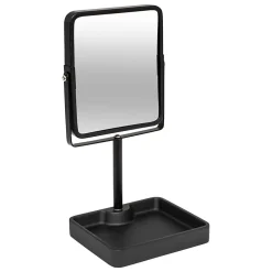 Miroir Simple|5five Simply Smart Miroir salle de bains grossissant x3 et pivotant en métal noir avec plateau l.15,2 x H.30 x P.12,8 cm, Glass