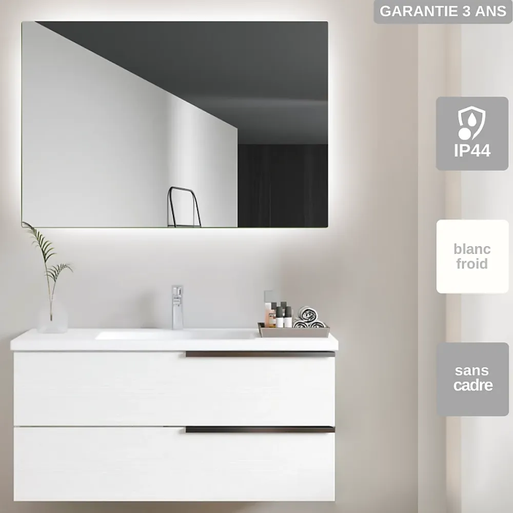 Ledimex Miroir Salle de Bains Lumineux SUECIA avec Eclairage Rétro-Eclairé 120x80