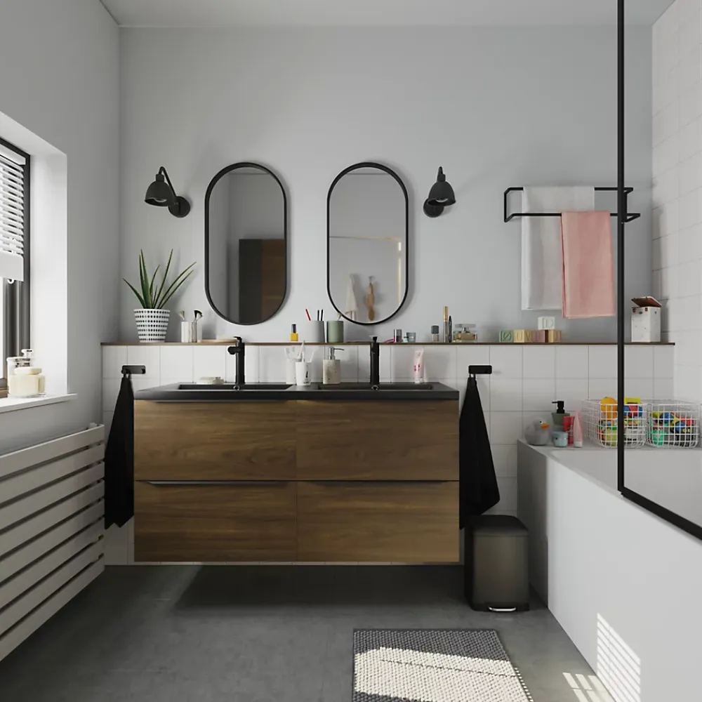 Miroir Simple|GoodHome Miroir salle de bains oblong 40x80 cm Tisa noir
