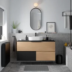 Miroir Simple|GoodHome Miroir salle de bains oblong 40x80 cm Tisa noir