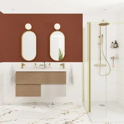 Miroir Simple|GoodHome Miroir salle de bains oblong 40x80 cm Tisa doré