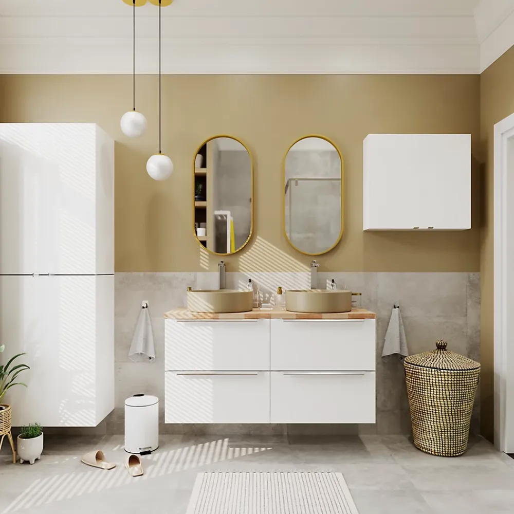 Miroir Simple|GoodHome Miroir salle de bains oblong 40x80 cm Tisa doré