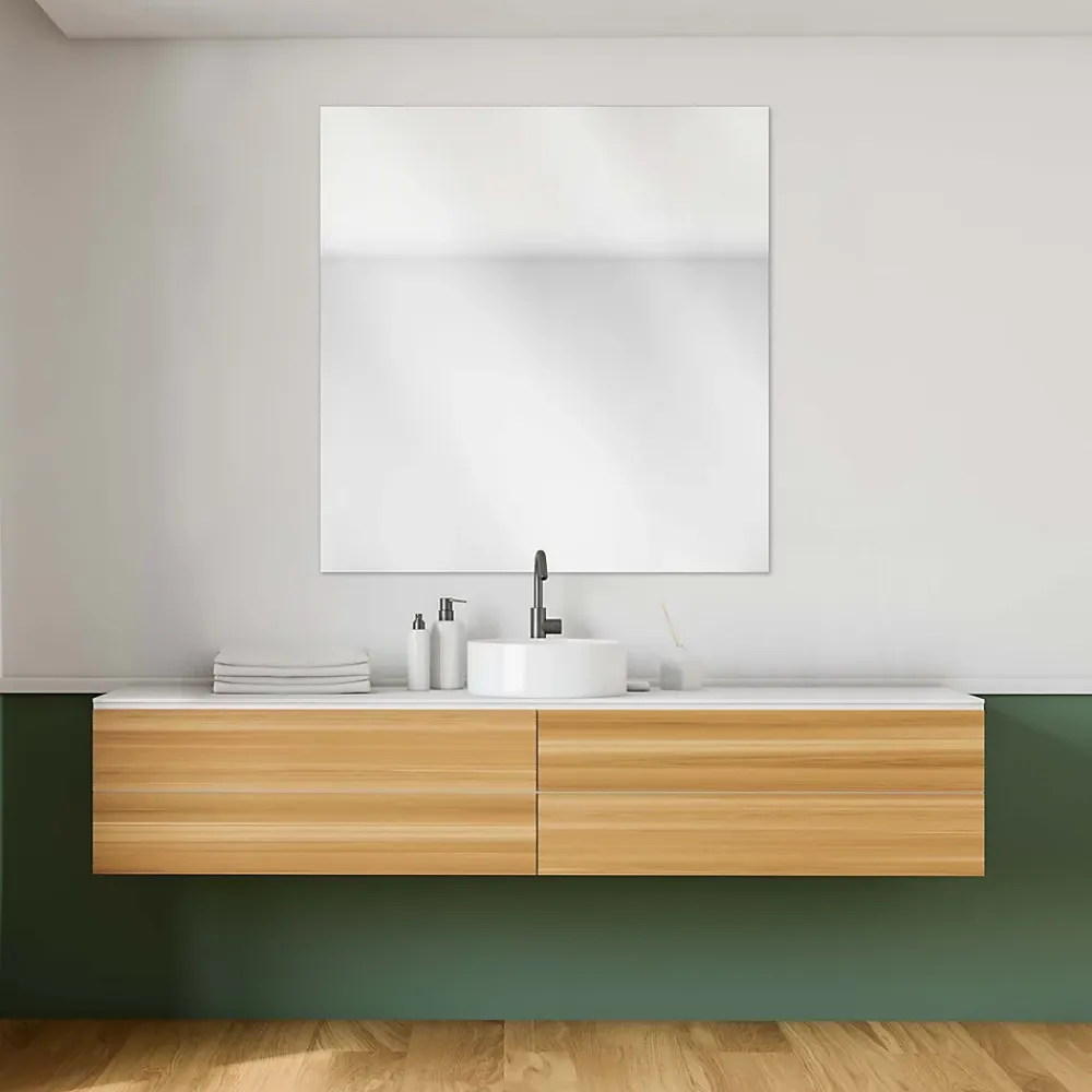 Miroir Simple|GoodHome Miroir salle de bains rectangulaire 80 x 90 cm argent, Imandra