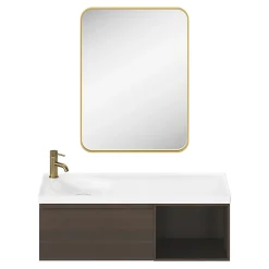 Miroir Simple|GoodHome Miroir salle de bains rectangulaire 80x60 cm Tisa doré