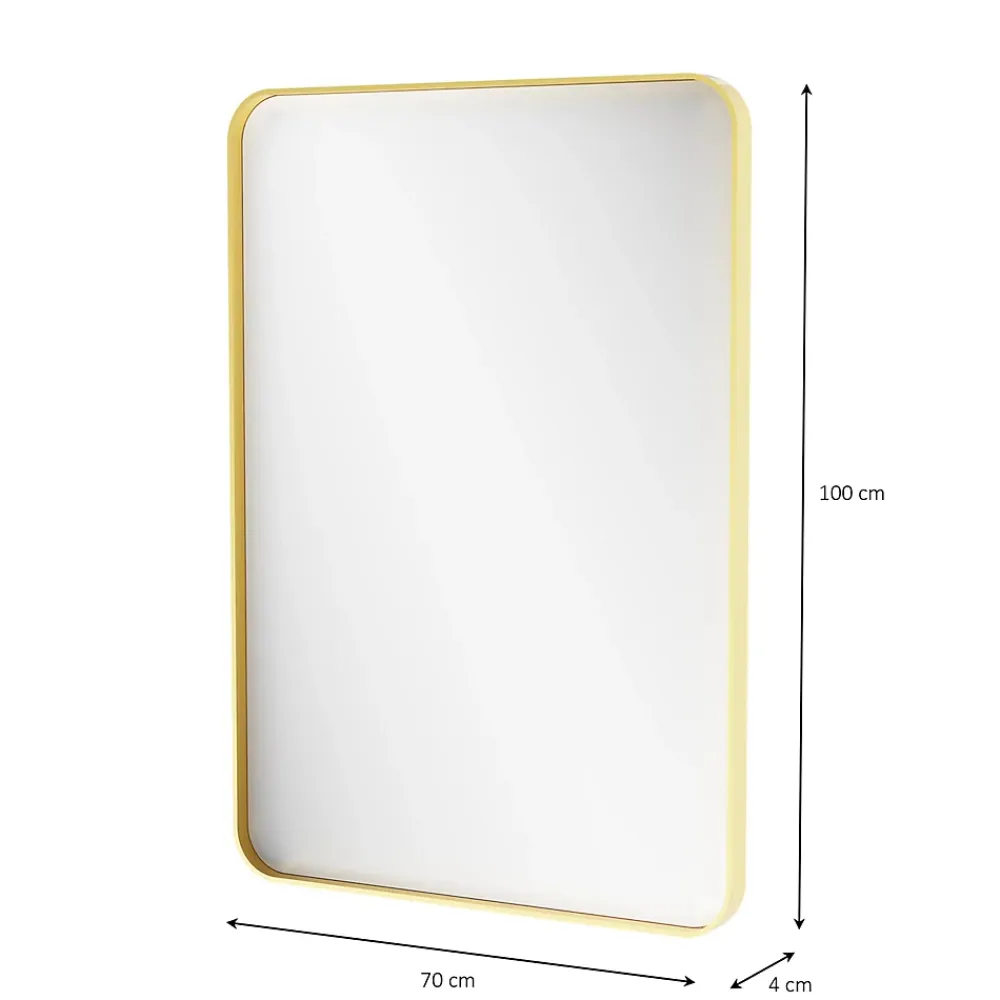 Miroir Simple|GoodHome Miroir salle de bains rectangulaire 100x70 cm, doré, Tisa