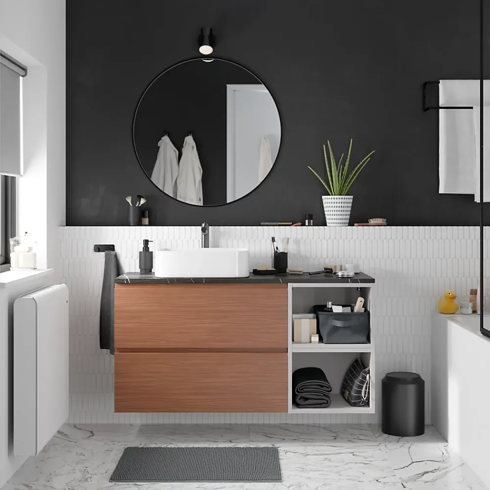 GoodHome Miroir salle de bains rond diamètre 80 cm Tisa noir
