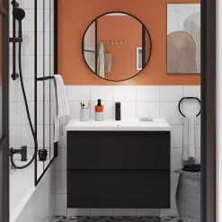 GoodHome Miroir salle de bains rond diamètre 80 cm Tisa noir