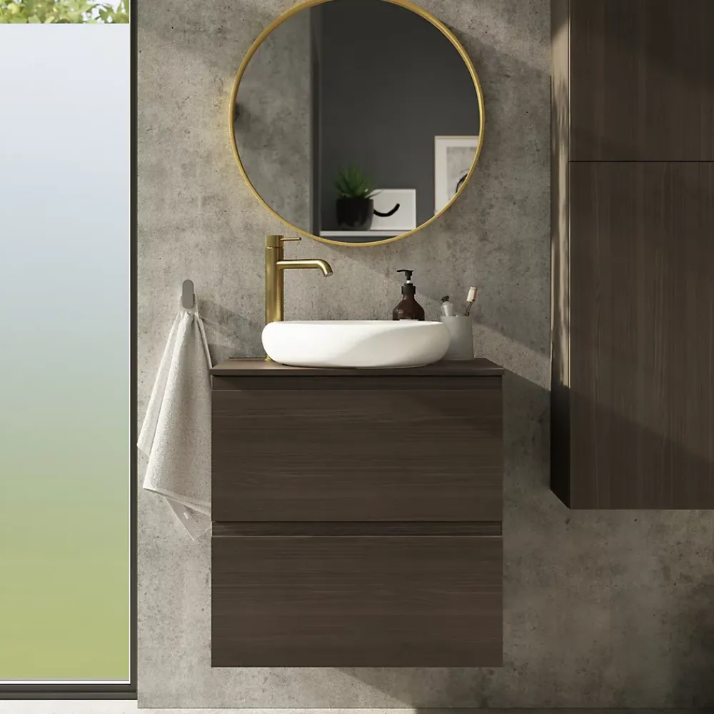 Miroir Simple|GoodHome Miroir salle de bains rond diamètre 60 cm Tisa doré