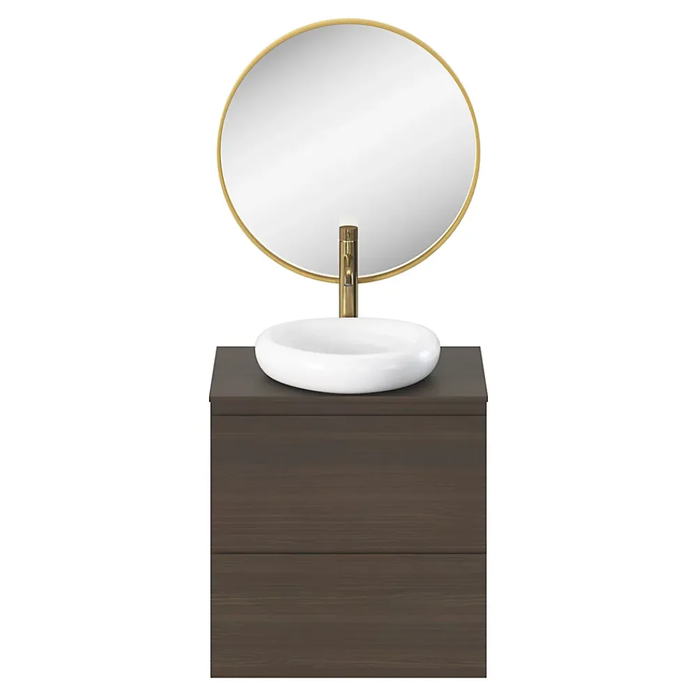 Miroir Simple|GoodHome Miroir salle de bains rond diamètre 60 cm Tisa doré