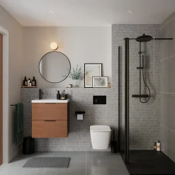 Miroir Simple|GoodHome Miroir salle de bains rond diamètre 60 cm Tisa noir