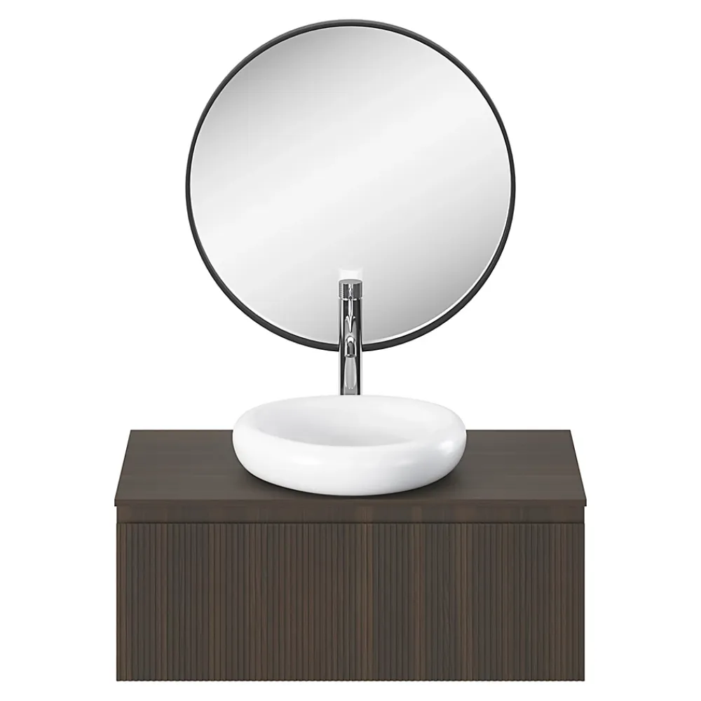 Miroir Simple|GoodHome Miroir salle de bains rond diamètre 60 cm Tisa noir