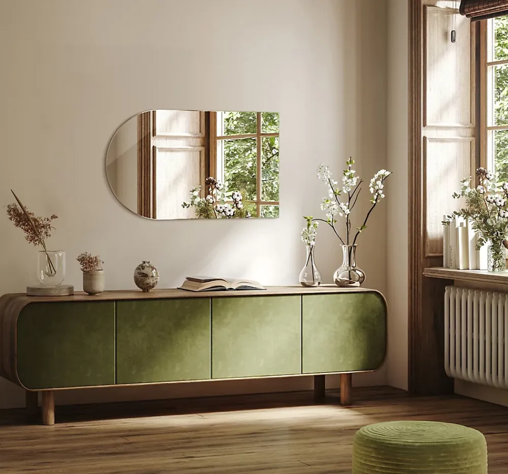 Tulup Miroir Semi-Ovale 45 x 80 cm Design moderne mural
