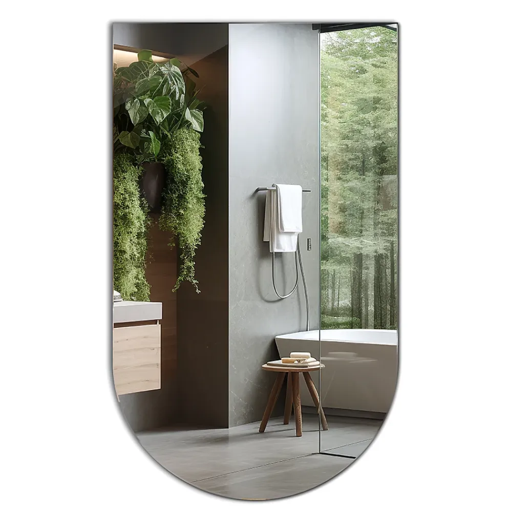 Tulup Miroir Semi-Ovale 50 x 90 cm Pour le maquillage et la décoration de salle de bain