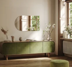 Tulup Miroir Semi-Ovale 50 x 90 cm Pour le maquillage et la décoration de salle de bain