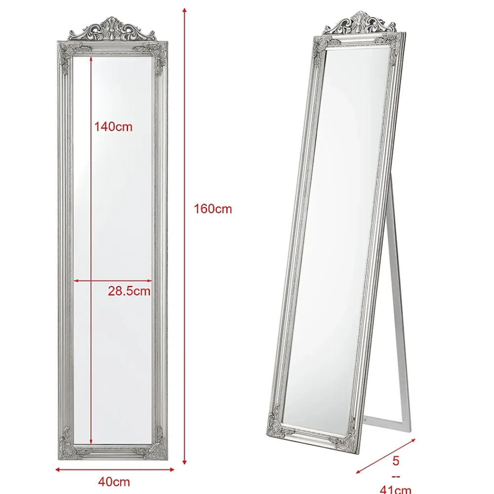 Miroir Simple|Helloshop26 Miroir sur pied inclinable 160 x argente