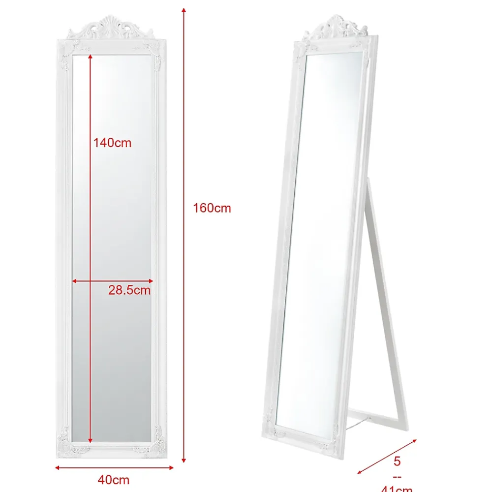 Helloshop26 Miroir sur pied inclinable 160 x blanc