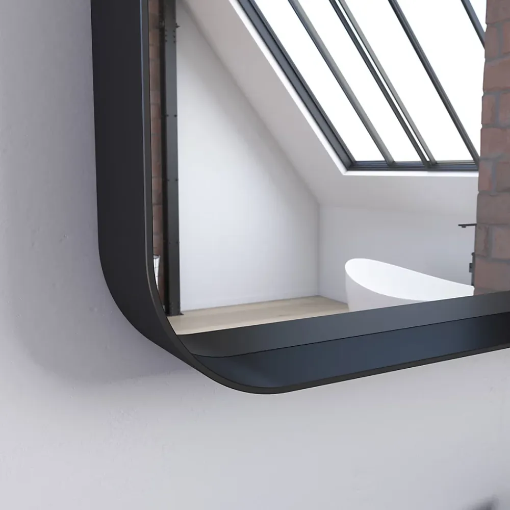 Miroir Simple|Aurlane Miroir 80x45- Cadre en aluminium laque noir mat - UBY
