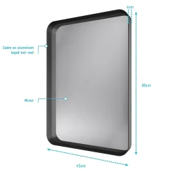 Miroir Simple|Aurlane Miroir 80x45- Cadre en aluminium laque noir mat - UBY