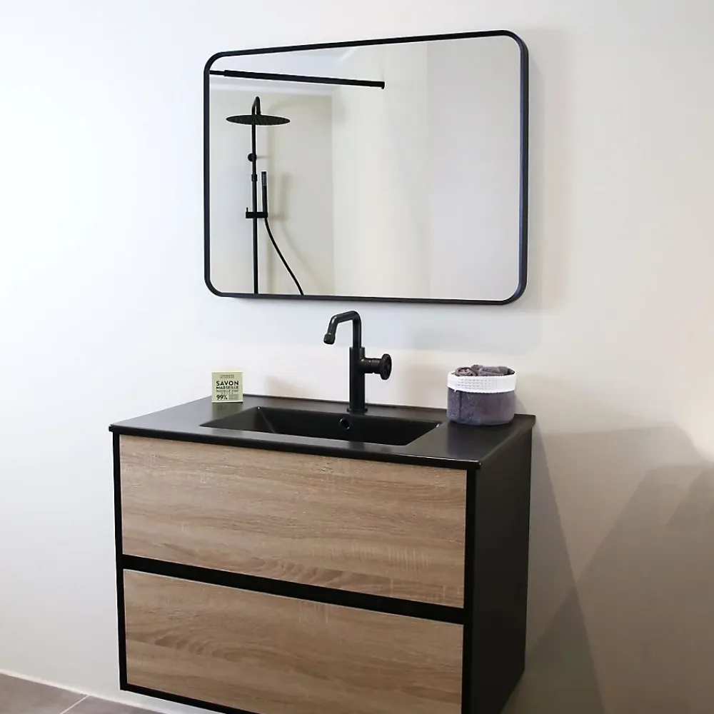 Essebagno Miroir 80x60 noir mat Indus