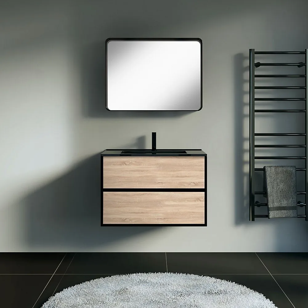 Essebagno Miroir 80x60 noir mat Indus