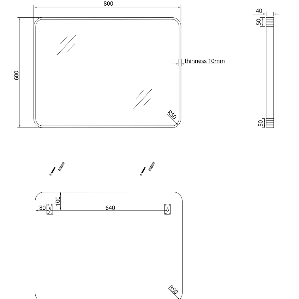 Essebagno Miroir 80x60 noir mat Muséa