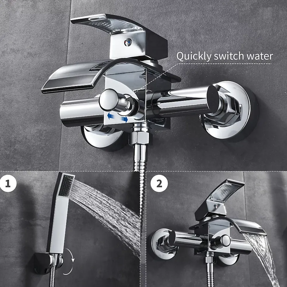 Robinet De Baignoire|Auralum Max Mitigeur baignoire avec douchette Salle de Bain Robinet de baignoire Douchette Chrome