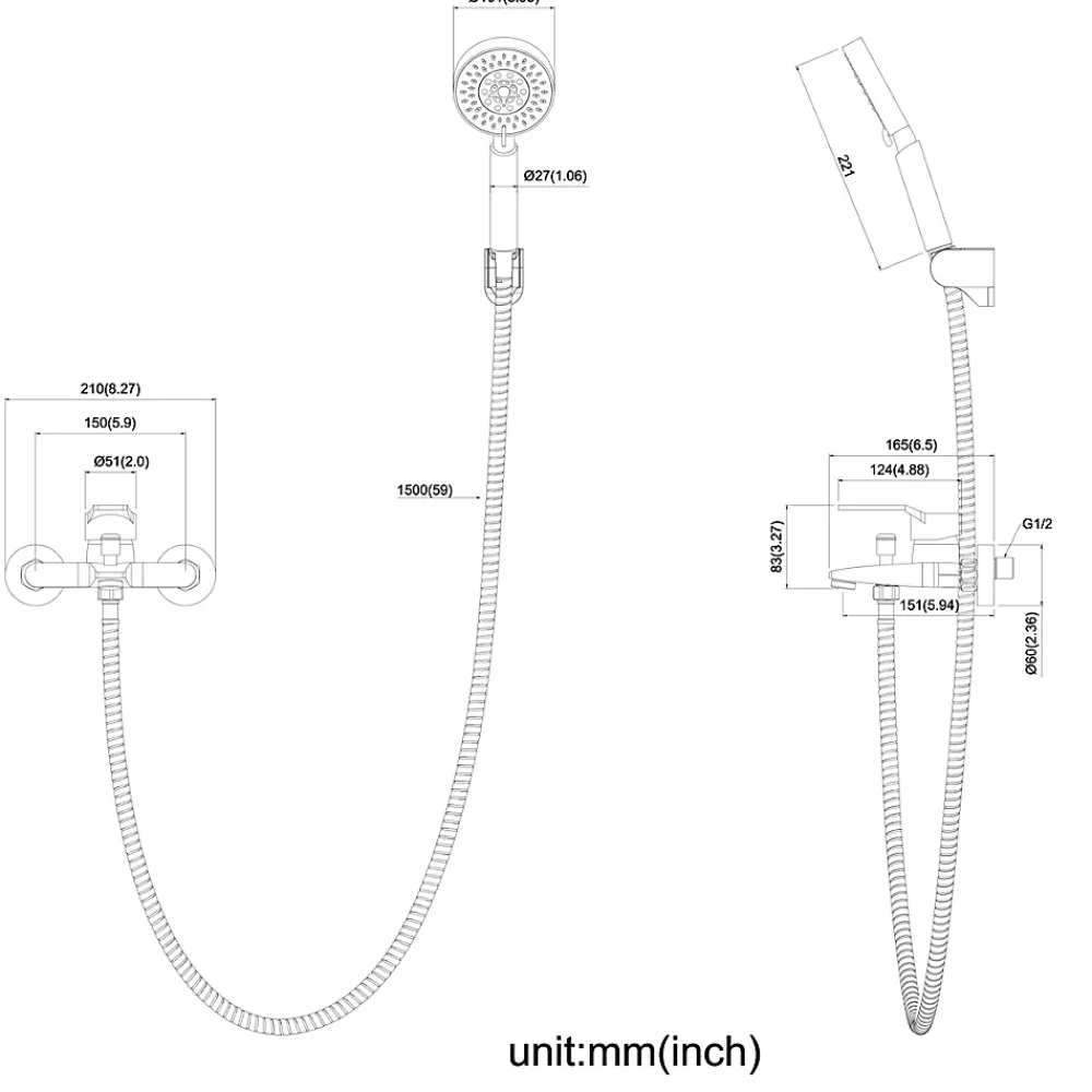 Auralum Max Mitigeur baignoire avec douchette Salle de Bain Robinet de baignoire avec Douchette Chrome