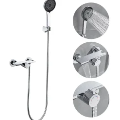 Robinet De Baignoire|Auralum Max Mitigeur baignoire avec douchette Salle de Bain Robinet de baignoire avec 5 Fonctions Douchette Chrome