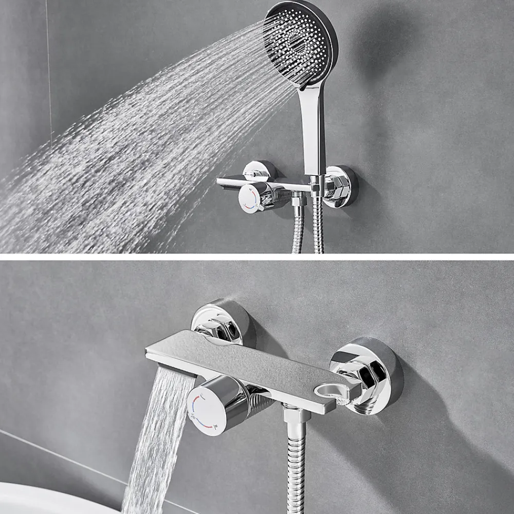 Robinet De Baignoire|Auralum Max Mitigeur baignoire avec douchette Salle de Bain Robinet de baignoire avec 5 Fonctions Douchette Chrome