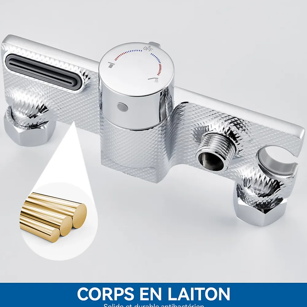 Robinet De Baignoire|Auralum Max Mitigeur baignoire avec douchette Salle de Bain Robinet de baignoire avec 5 Fonctions Douchette Chrome