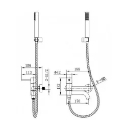 Imex Products Mitigeur baignoiredouche chrome en laiton et zamac avec flexible PVC 180 cm