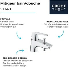Grohe Mitigeur bain douche mécanique Quickfix Start 2021